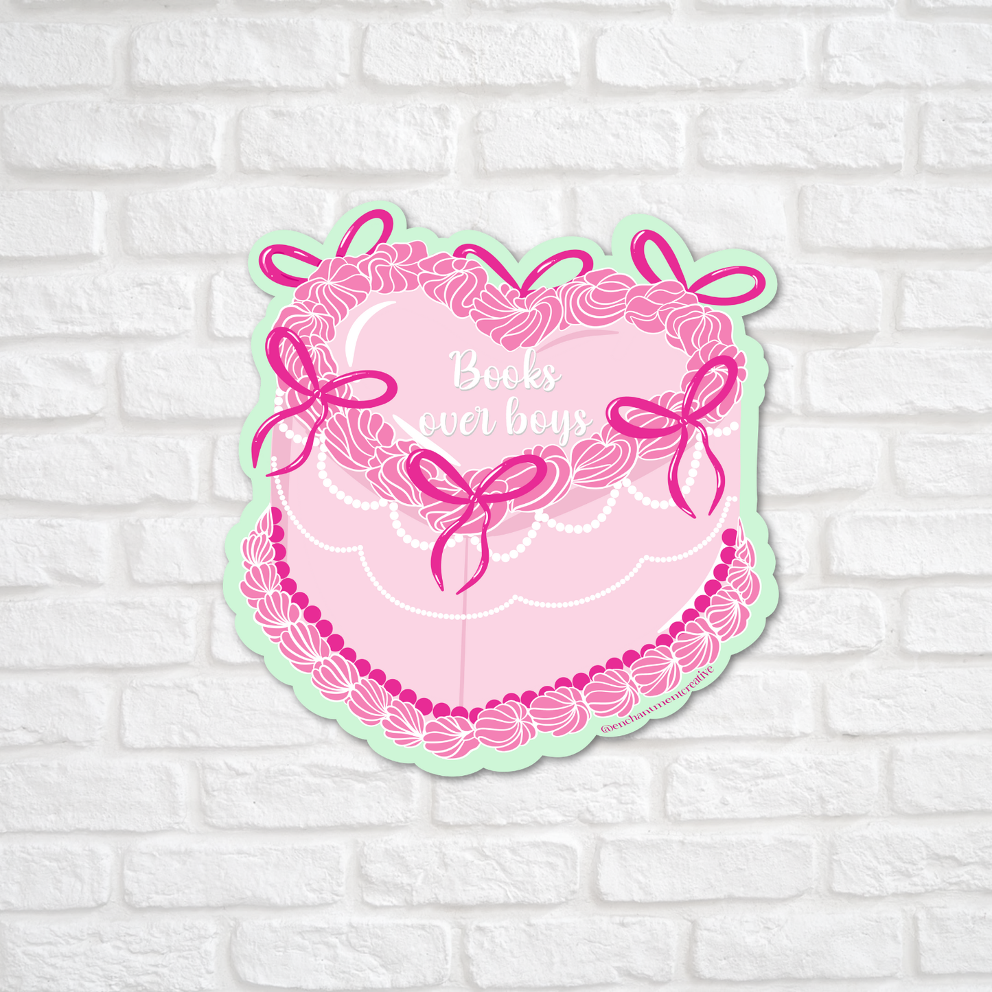 Books Over Boys Heart Cake Sticker