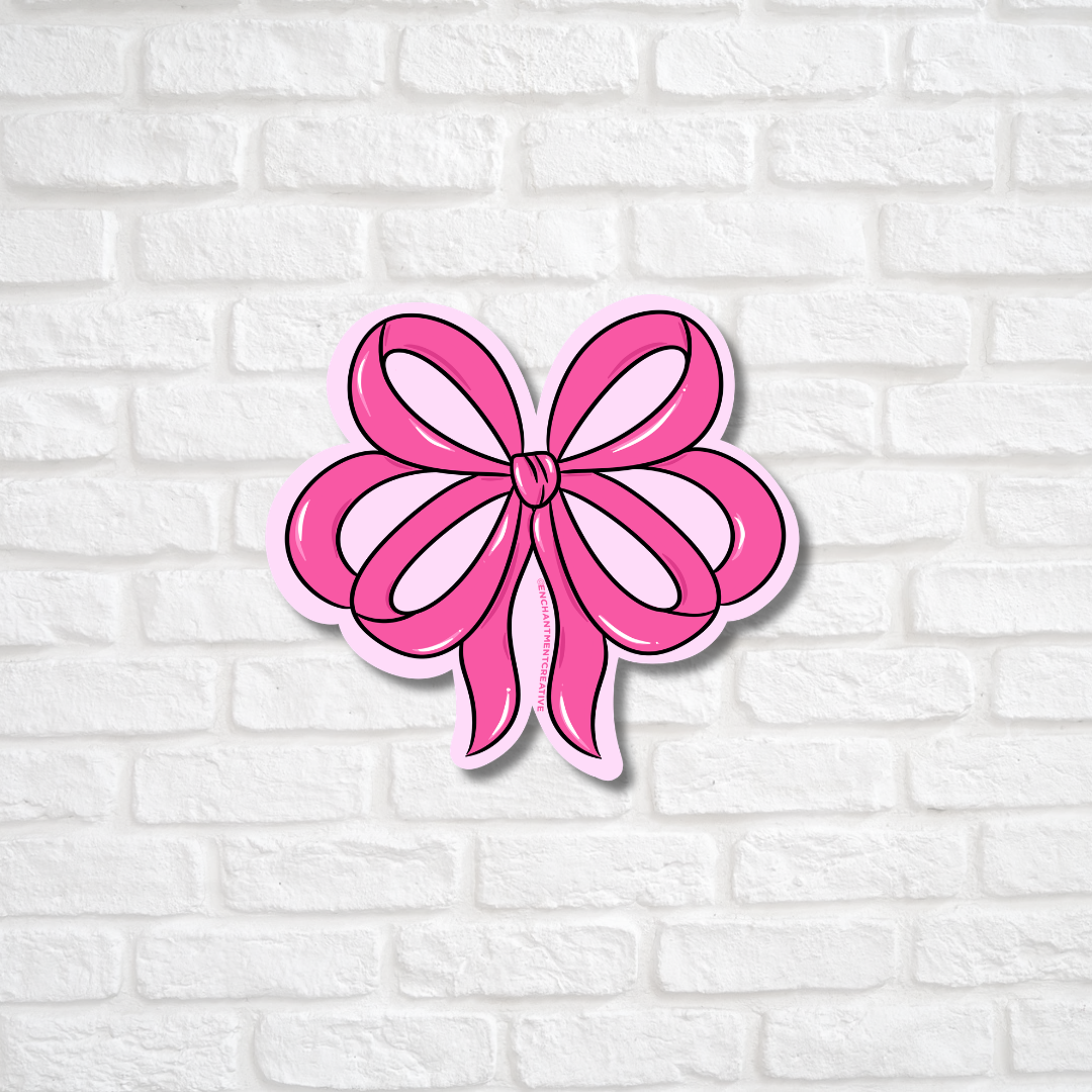 Pink bow sticker